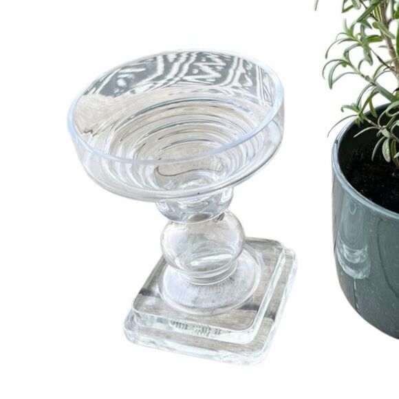 Pottery Barn Clear Glass Square Base 7” Pillar Candle Holder - Picture 3 of 9